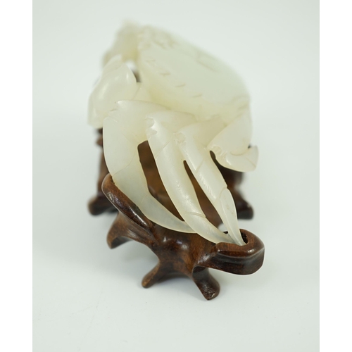 236 - A Chinese pale celadon jade model of a crab, 20th century, Provenance- the vendors father acquired ... 