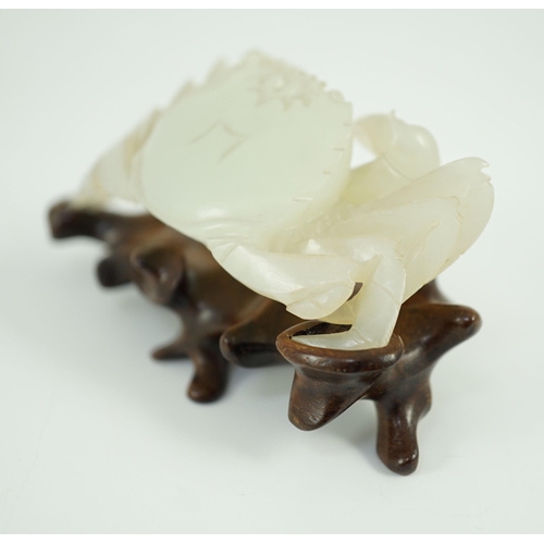 236 - A Chinese pale celadon jade model of a crab, 20th century, Provenance- the vendors father acquired ... 