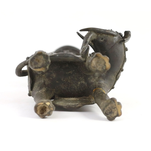 256 - A Chinese bronze elephant vessel, late Ming dynasty, modelled as a caparisoned elephant standing f... 