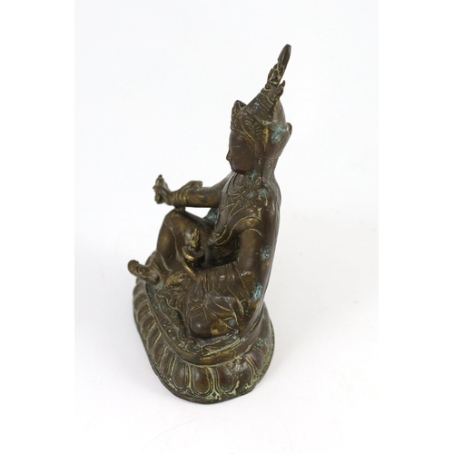 267 - A Nepalese bronze figure of a Bodhisattva, possibly Vajrasattva, 18.5 cm high