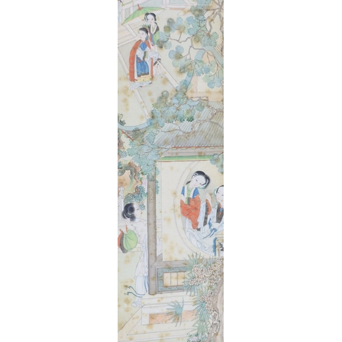 270 - A set of four Chinese paintings on silk of ladies in pavilion gardens, 19th century each image 82 cm... 