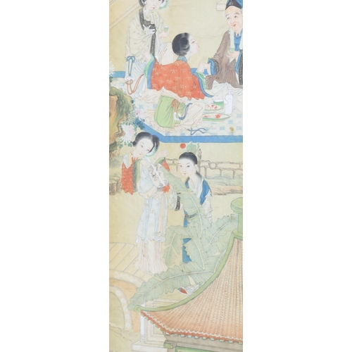 270 - A set of four Chinese paintings on silk of ladies in pavilion gardens, 19th century each image 82 cm... 