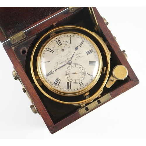 276 - Thomas Cummins of London. A mid 19th century mahogany cased thirty six hour marine chronometer, with... 