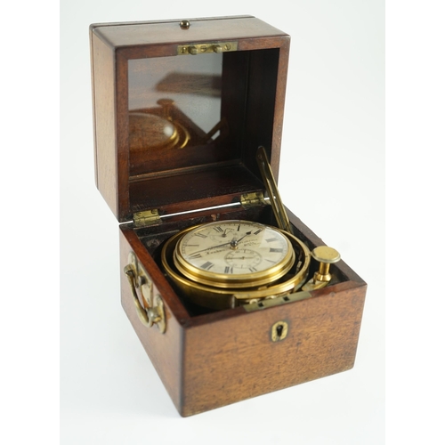 276 - Thomas Cummins of London. A mid 19th century mahogany cased thirty six hour marine chronometer, with... 