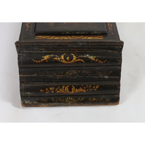 289 - with later painted Roman dial and gilt black case decorated with a chinoiserie landscape, single fus... 