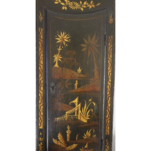 289 - with later painted Roman dial and gilt black case decorated with a chinoiserie landscape, single fus... 