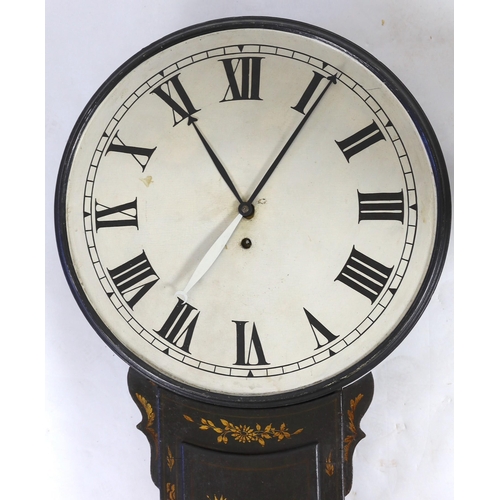 289 - with later painted Roman dial and gilt black case decorated with a chinoiserie landscape, single fus... 