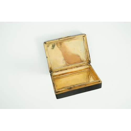 30 - A 19th century French micro mosaic topped gold mounted tortoiseshell snuff box, of rectangular form,... 