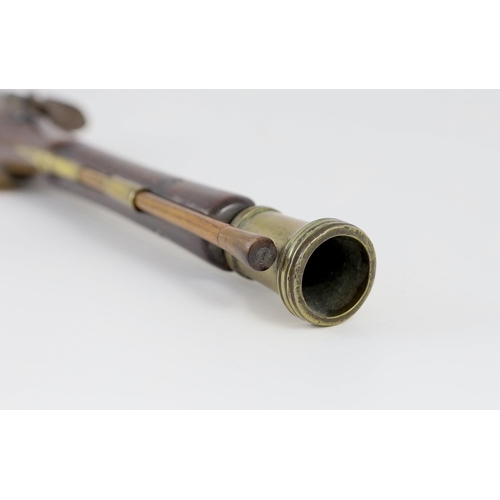 33 - An 18th century James Barbar flintlock blunderbuss with 36cm brass barrel signed London and lock sig... 