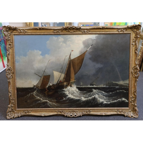 359 - Manner of Clarkson Stanfield (1793-1869) Shipping off the coast in a rough seaoil on canvas69 x 105c... 