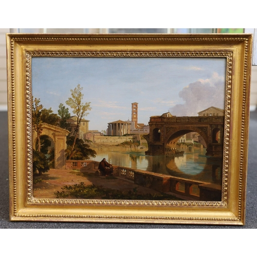 362 - Attributed to Penry Williams (1800-1885) A view on the Tiber looking towards the Palantine Hill with... 