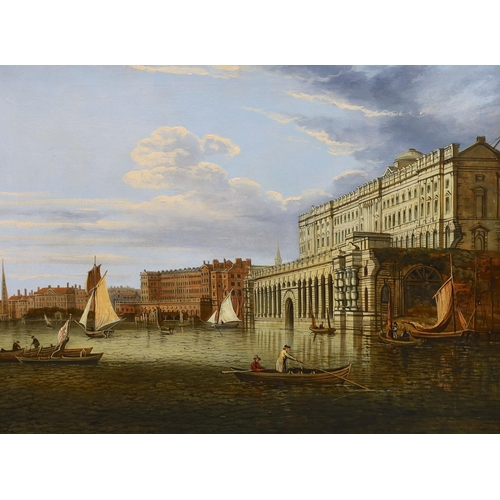 367 - Circle of John Dean Paul (1775-1852) Somerset House and The Adelphi from the river, Londonoil on can... 