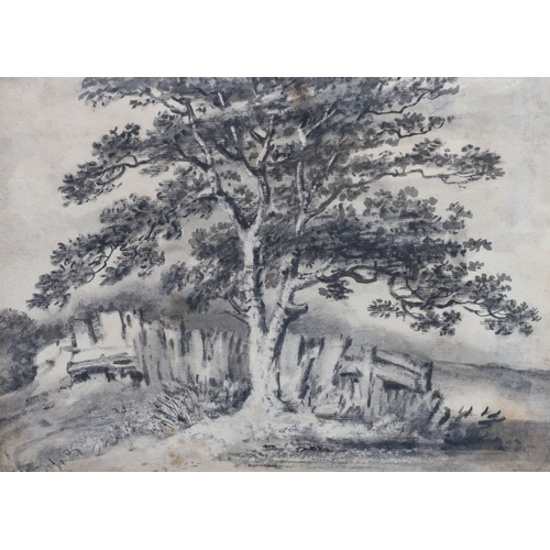 368 - Dr Thomas Munro (1759-1833) Cottage and trees in a landscape and Tree and fence in a landscapecharco... 