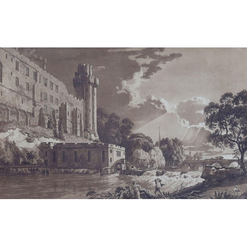 370 - Paul Sandby RA (1730-1809) Warwick Castle, c.1775watercolour and ink en grisailleAquatints of the sa... 