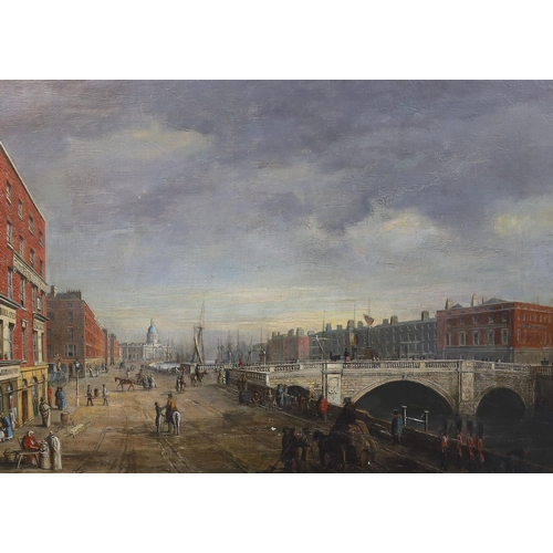 373 - Early 19th century Irish School View of Carlisle Bridge and Sackville Street, Dublinoil on canvas40 ... 