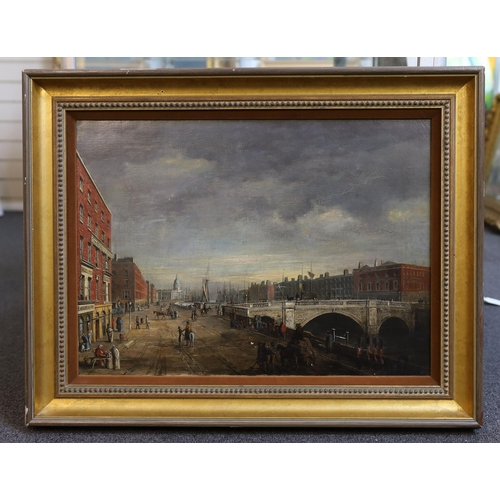 373 - Early 19th century Irish School View of Carlisle Bridge and Sackville Street, Dublinoil on canvas40 ... 