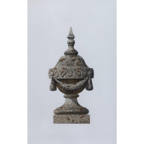 378 - 19th Century English School Studies of stone garden urns from Ven House, Somerset and Bow Woodwaterc... 