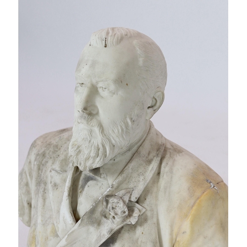 52 - William John Seward Webber (1842-1919). A carved white marble bust of a gentleman, though to be Edwa... 