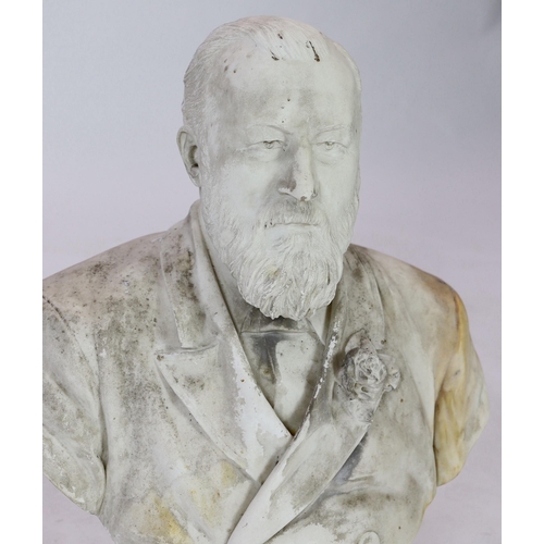 52 - William John Seward Webber (1842-1919). A carved white marble bust of a gentleman, though to be Edwa... 