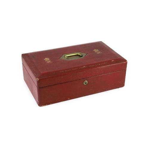 56 - A Victorian red morocco despatch box, formerly the property of the Right Honourable Viscount Cross G... 