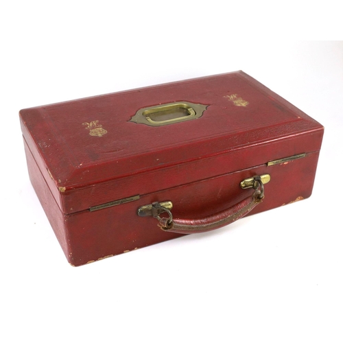 56 - A Victorian red morocco despatch box, formerly the property of the Right Honourable Viscount Cross G... 