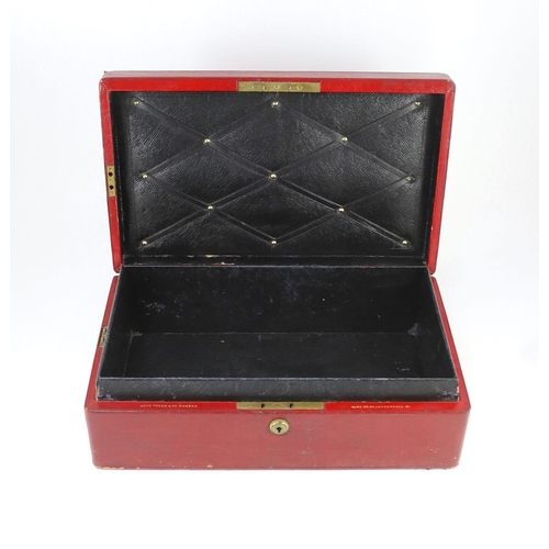 56 - A Victorian red morocco despatch box, formerly the property of the Right Honourable Viscount Cross G... 