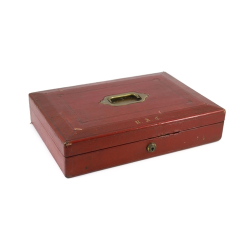 57 - An early 20th century red morocco despatch box, formerly the property of Richard Assheton Cross, b.1... 