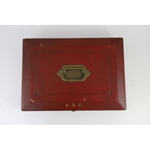 57 - An early 20th century red morocco despatch box, formerly the property of Richard Assheton Cross, b.1... 