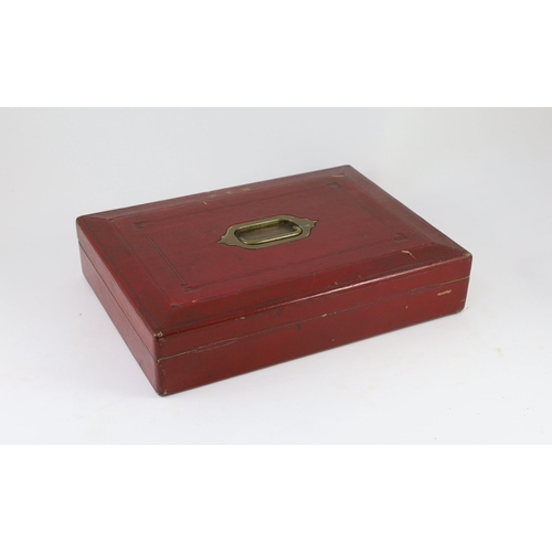 57 - An early 20th century red morocco despatch box, formerly the property of Richard Assheton Cross, b.1... 