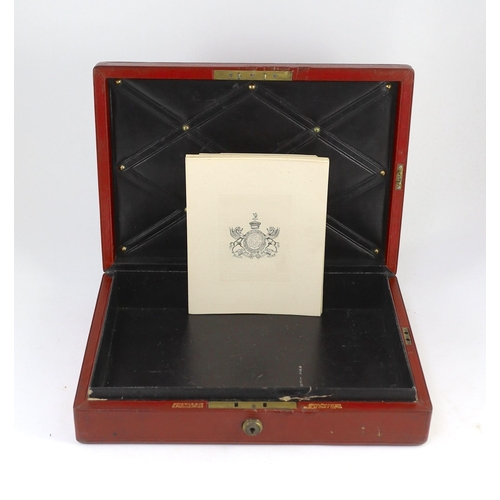 57 - An early 20th century red morocco despatch box, formerly the property of Richard Assheton Cross, b.1... 