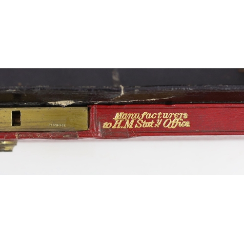 57 - An early 20th century red morocco despatch box, formerly the property of Richard Assheton Cross, b.1... 