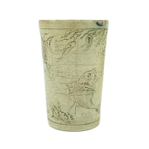 82 - A Martin Brothers grotesque fish beaker, dated 1914, Incised mark Martin Bros. Southall 121914, ... 