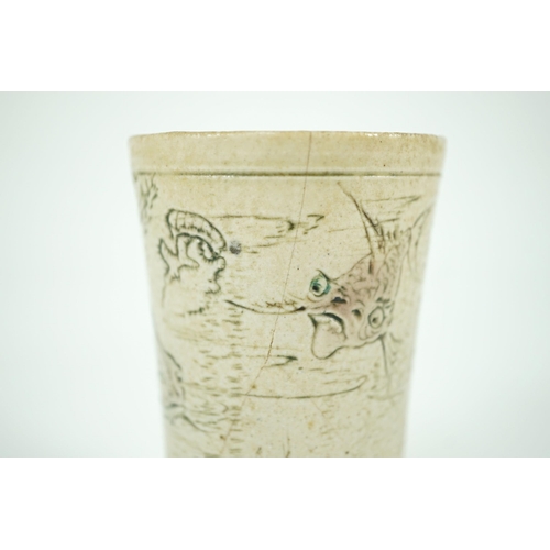 82 - A Martin Brothers grotesque fish beaker, dated 1914, Incised mark Martin Bros. Southall 121914, ... 