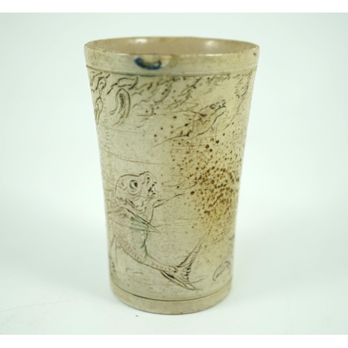 82 - A Martin Brothers grotesque fish beaker, dated 1914, Incised mark Martin Bros. Southall 121914, ... 