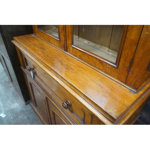 1009 - A Victorian mahogany secretaire bookcase, width 122cm, depth 47cm, height 220cm