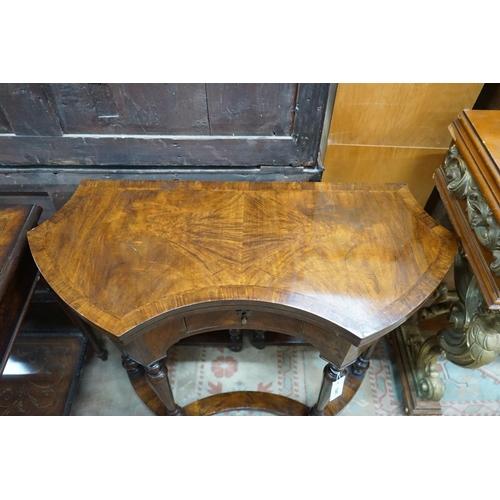 1041 - A Queen Anne Revival walnut folding card table, width 84cm, depth 37cm, height 74cm