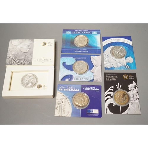 1484 - Six Royal Mint UK Britannia 1oz. silver proof £2 coins, in presentation packs