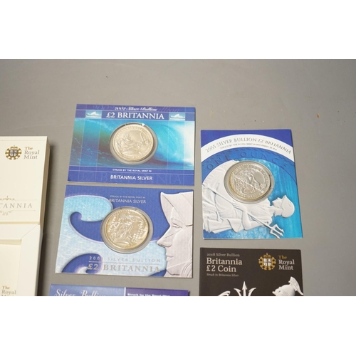 1484 - Six Royal Mint UK Britannia 1oz. silver proof £2 coins, in presentation packs