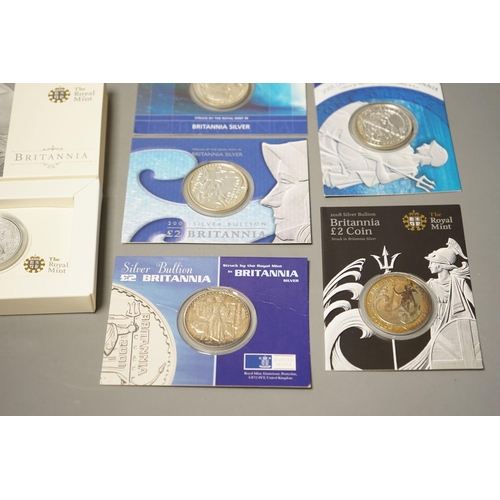 1484 - Six Royal Mint UK Britannia 1oz. silver proof £2 coins, in presentation packs