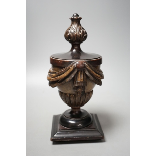 1489 - E. H. Pinto collection - a 19th century painted treen neo classical urn,28cms high.