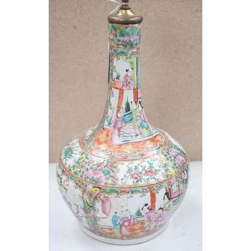 1498 - A Chinese famille rose table lamp, 32cm excl lighting mounts