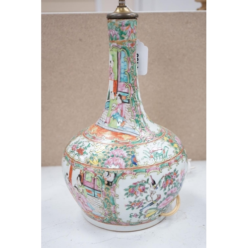 1498 - A Chinese famille rose table lamp, 32cm excl lighting mounts