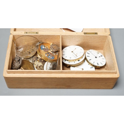 1922 - A small group of assorted wrist and pocket watch movements and dials, including Zenith.