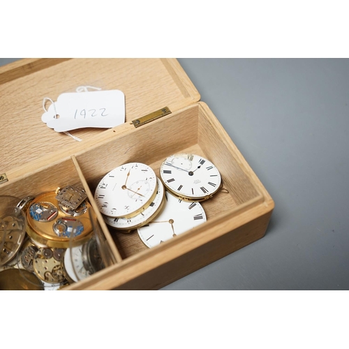 1922 - A small group of assorted wrist and pocket watch movements and dials, including Zenith.