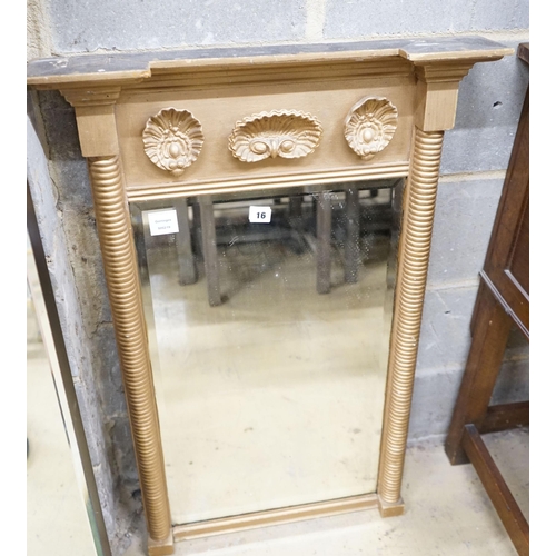 39 - A Regency giltwood and gesso shell-moulded pier glass, width 60cm, height 94cm