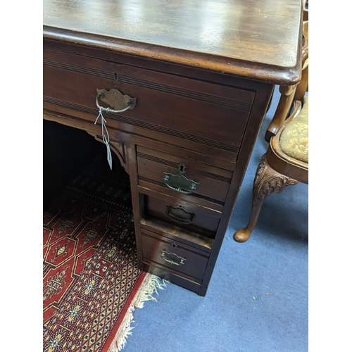 47 - A late Victorian mahogany kneehole desk, length 107cm, height 80cm