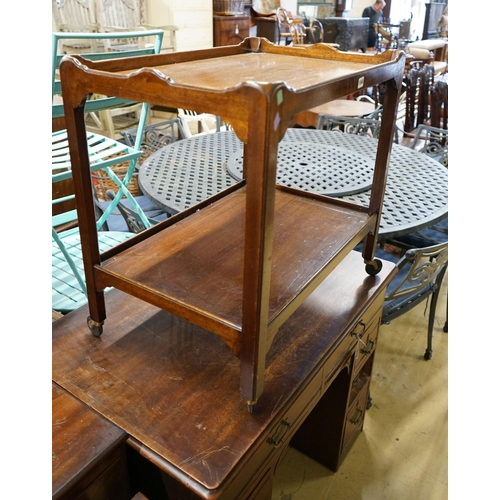 47 - A late Victorian mahogany kneehole desk, length 107cm, height 80cm