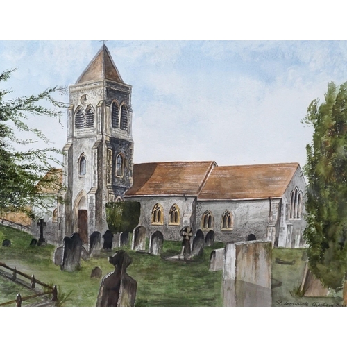 John Hearn, two watercolours, Cookham Church and St Leonards