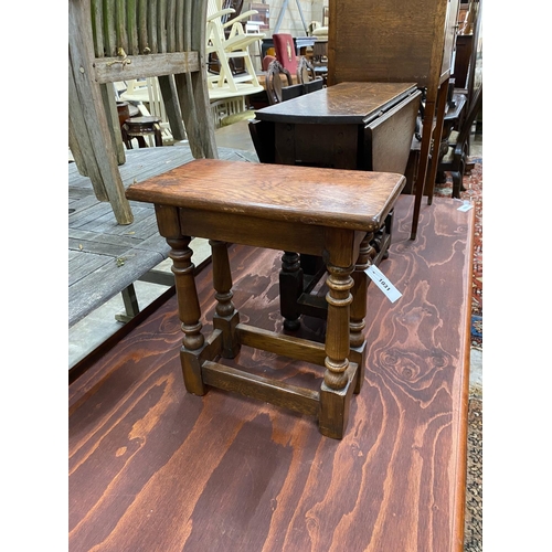 1031 - An 18th century style gateleg occasional table, width 59cm, height 50cm together with a smaller join... 