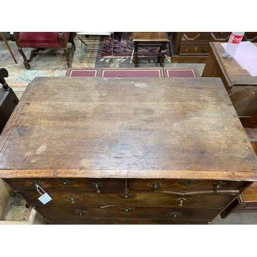 1041 - An 18th century walnut chest on stand requiring restoration, width 96cm, depth 55cm, height 108cm... 